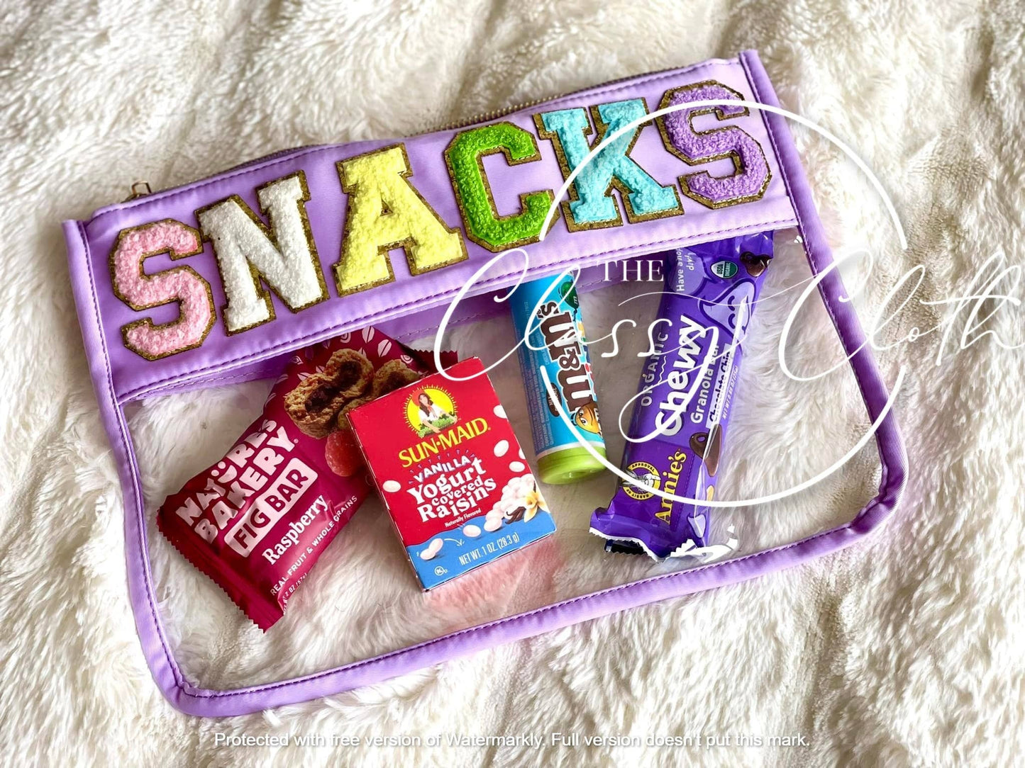 Chenille Letter Clear Pouch - SNACKS RTS