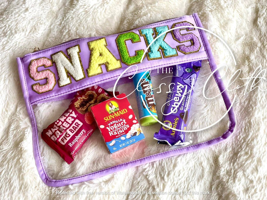 Chenille Letter Clear Pouch - SNACKS RTS