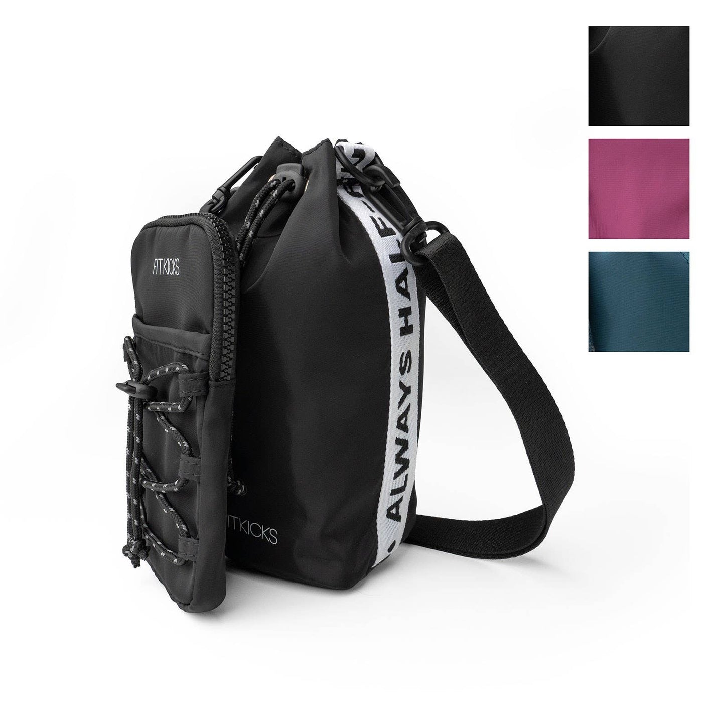 FITKICKS® Optimist H2O Crossbody & Phone Pouch Open Stock: Teal/Happy & Hydrated