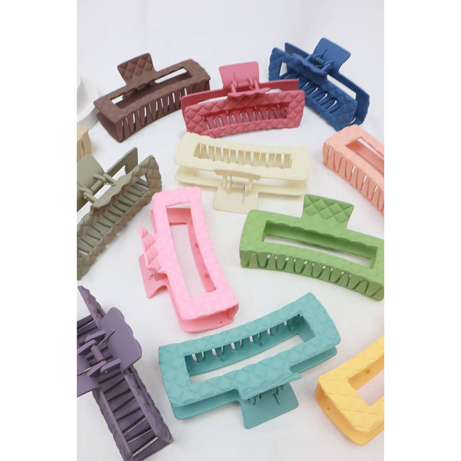 Matte Embossed Cut Out Rectangle Hair Claw