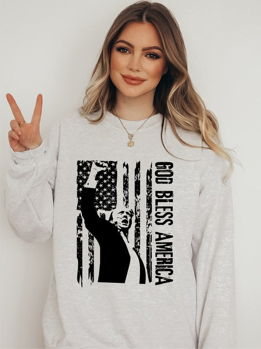 God Bless America Trump Graphic Sweatshirt