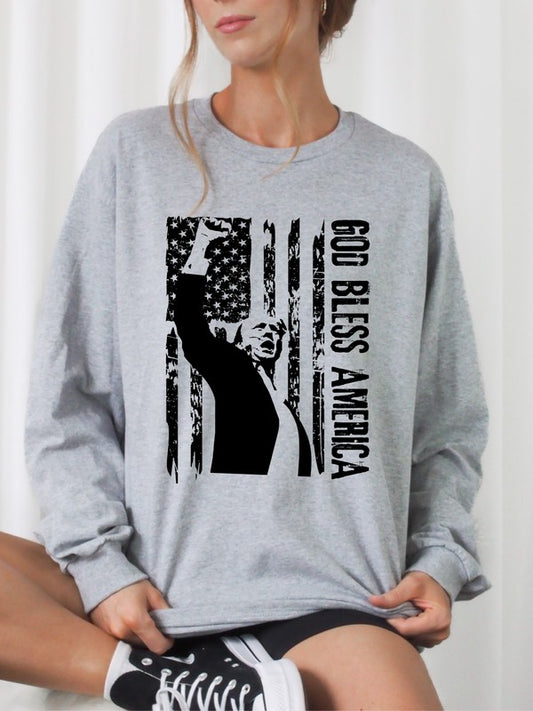 God Bless America Trump Graphic Sweatshirt