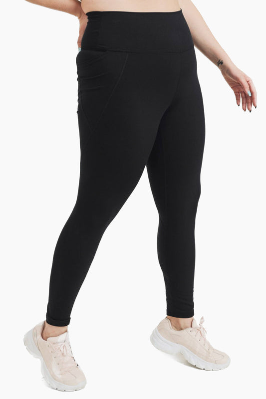 CURVY Tapered Band Essential Solid Highwaist Leggings