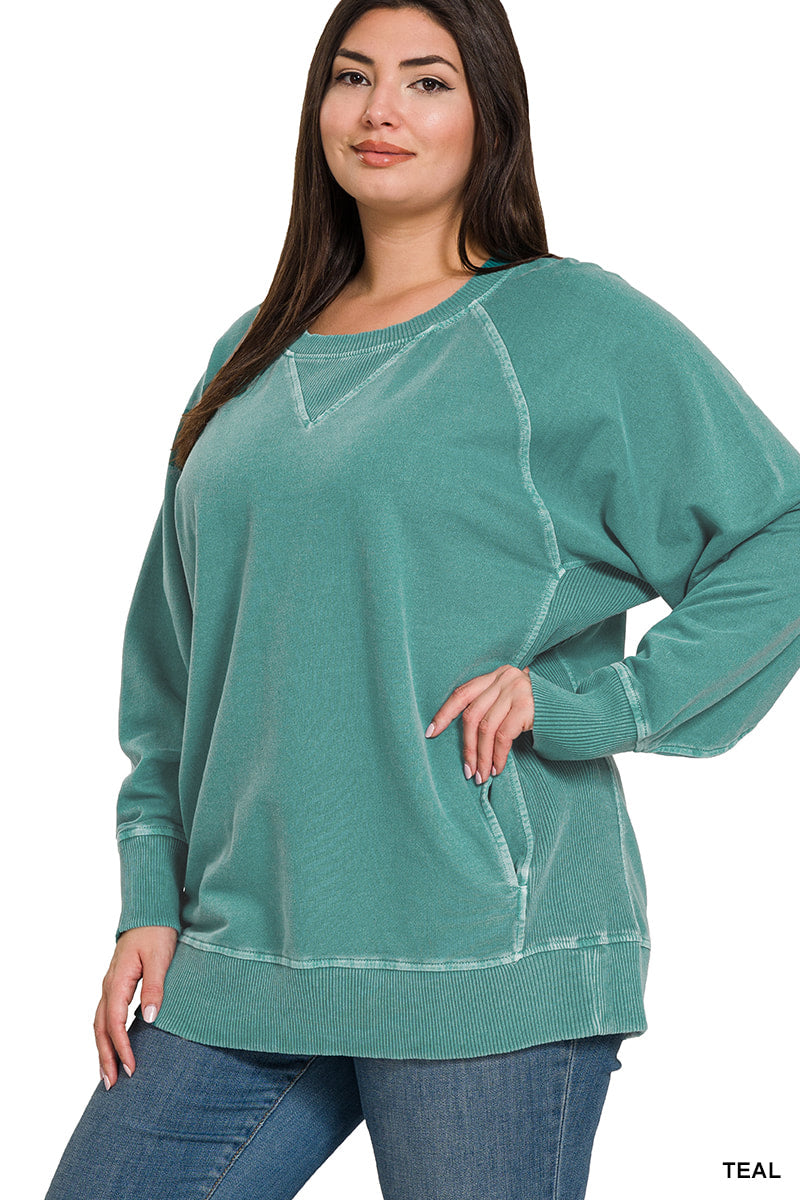 Teal French Terry Pullover