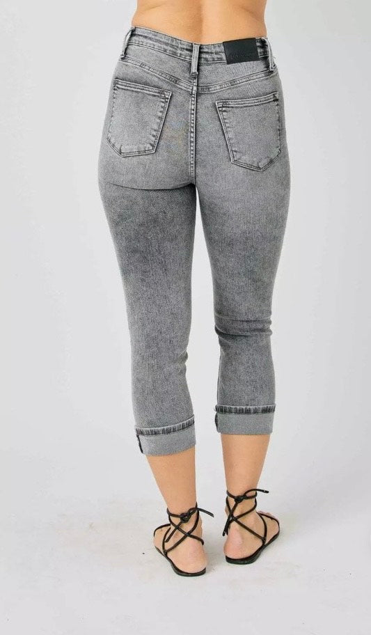 High Waisted Button Fly Capri