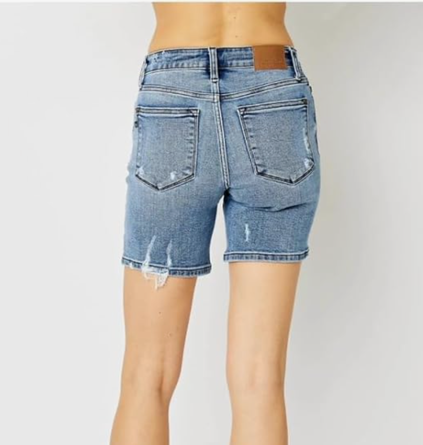 High Waist Bermuda Distressed Short Judy Blue