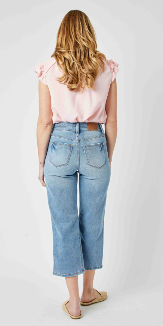 Double Button Wide Leg Crop