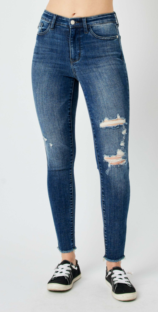 High Waist Distressed Skinny