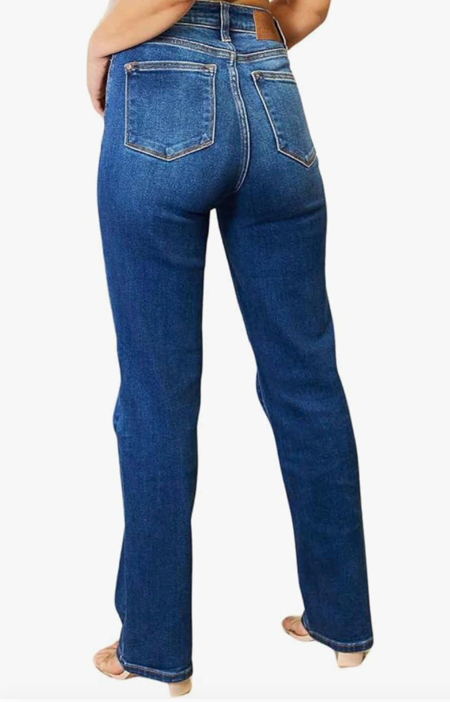 High Waist Hidden Button Fly Jean