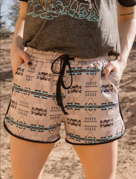 Tan Aztec Shorts