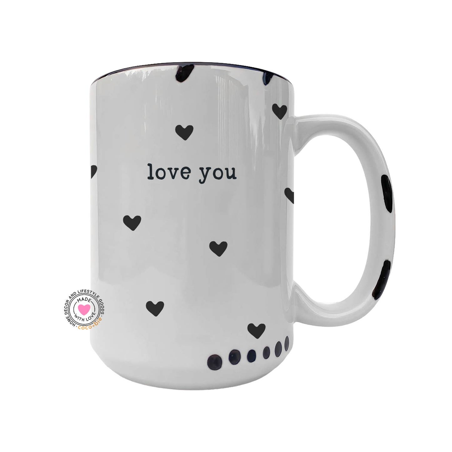 Love You Mug, Hearts, Cute, Valentine's Day Mug